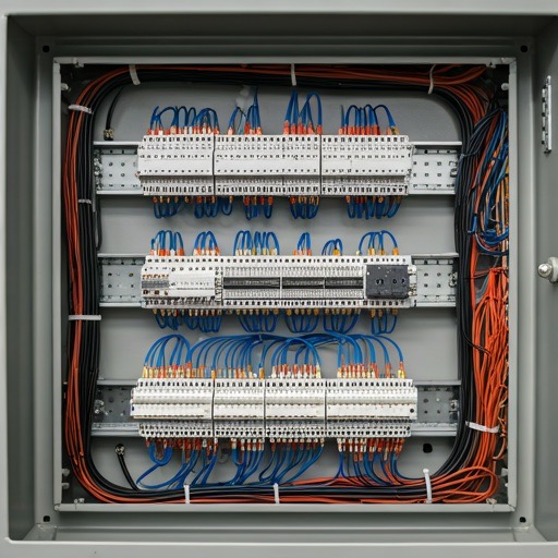 Moderne Elektroverteilung mit professioneller Verkabelung und High-Tech Komponenten